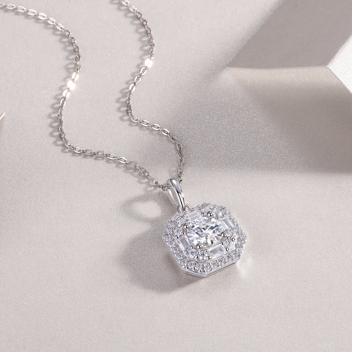 Small Square Bag — Signature Sterling Silver Pendant Necklace (Luxury Moissanite)