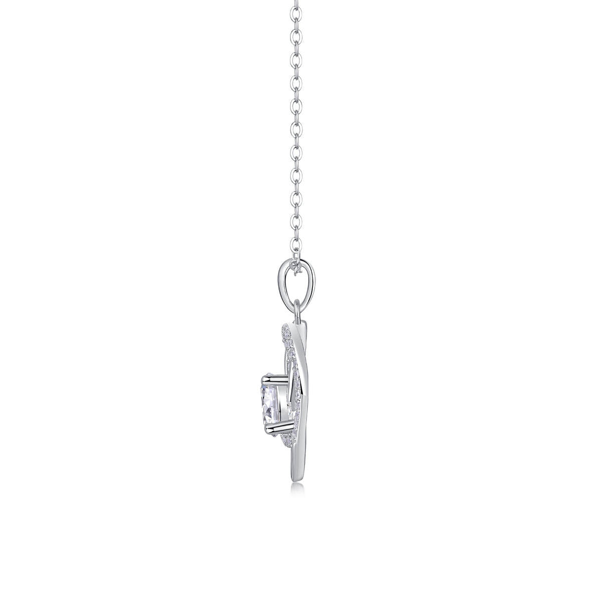 Heart To Heart Interlocking — Signature Sterling Silver Pendant Necklace (Luxury Moissanite)