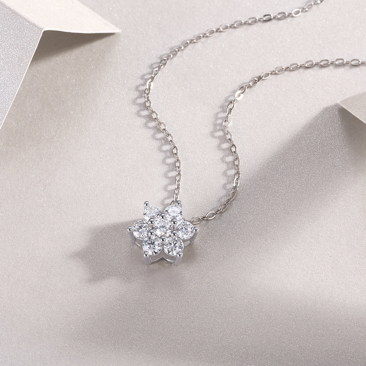 Snowflakes Fluttering — Signature Sterling Silver Pendant Necklace (Luxury Moissanite)