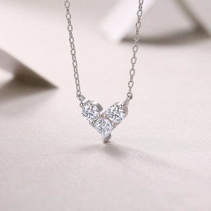 Love In The Present — Signature Sterling Silver Pendant Necklace (Square, Luxury Moissanite)
