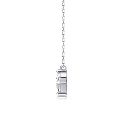 Love In The Present — Signature Sterling Silver Pendant Necklace (Square, Luxury Moissanite)