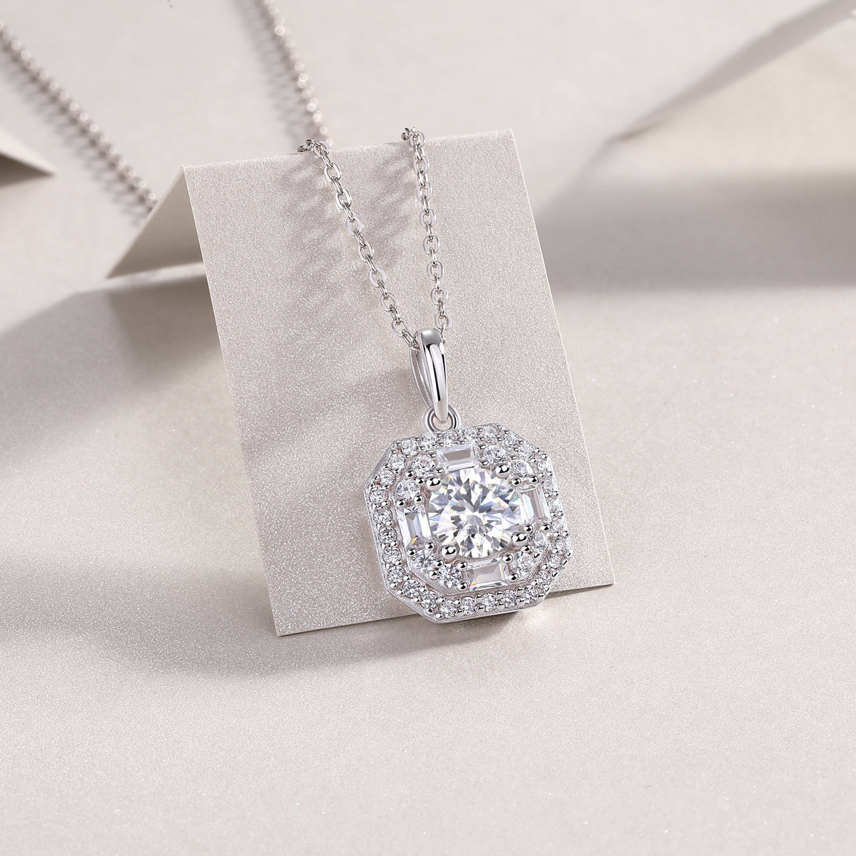 Small Square Bag — Signature Sterling Silver Pendant Necklace (Luxury Moissanite)