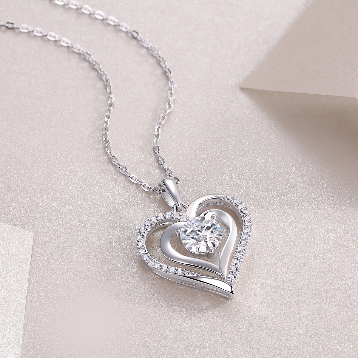 Heart To Heart — Signature Sterling Silver Pendant Necklace (Luxury Moissanite)