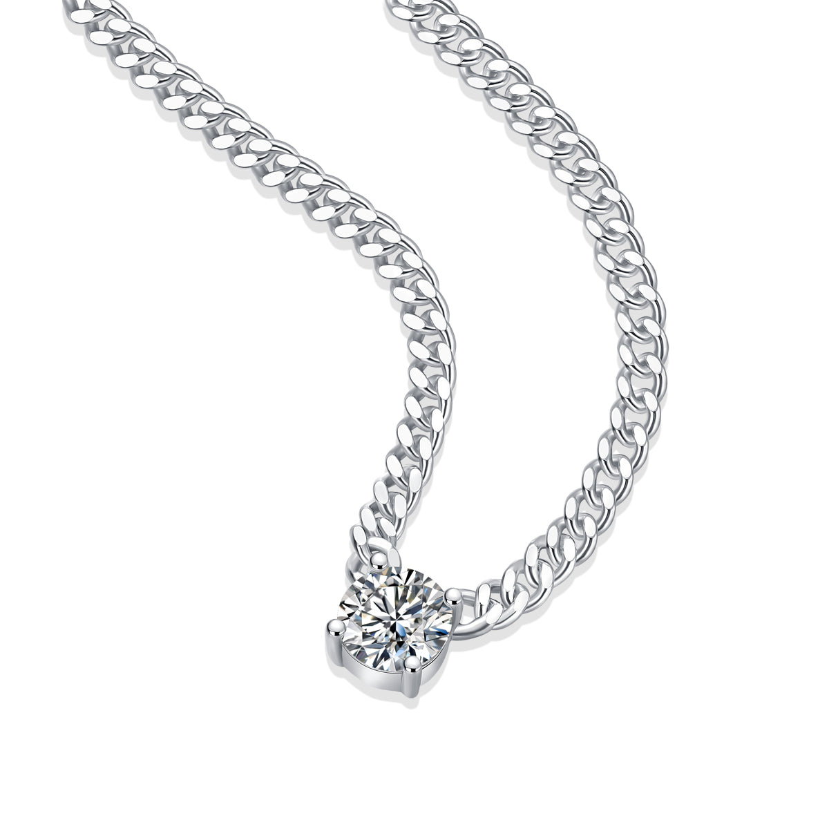 Cuban Necklace — Signature Sterling Silver Pendant Necklace (Luxury Moissanite)