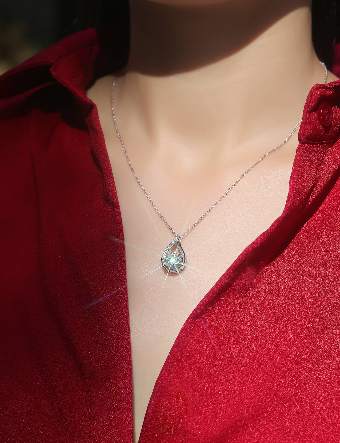Smart Drop — Signature Sterling Silver Pendant Necklace (Luxury Moissanite)