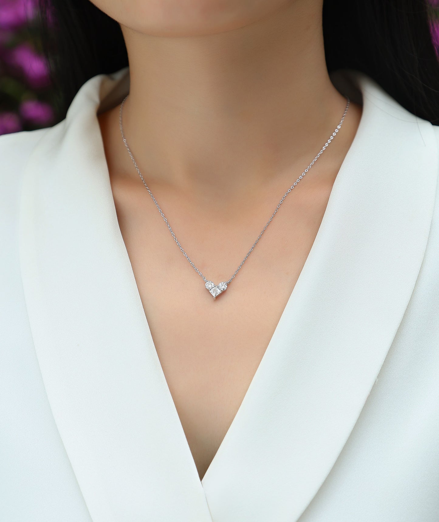 Love In The Present — Signature Sterling Silver Pendant Necklace (Square, Luxury Moissanite)