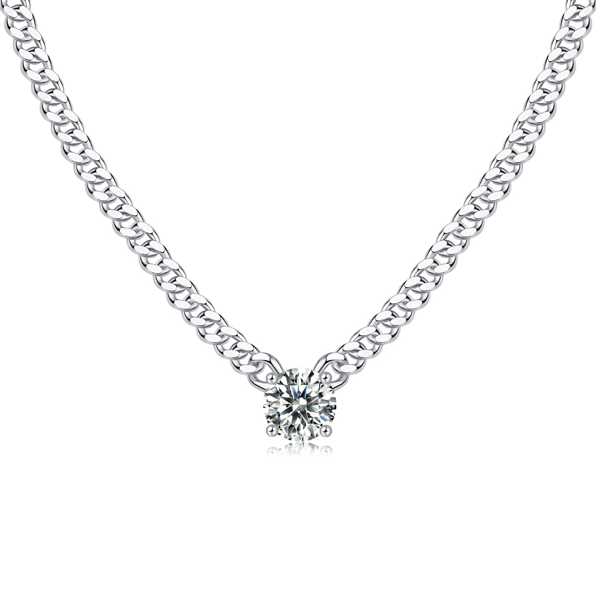 Cuban Necklace — Signature Sterling Silver Pendant Necklace (Luxury Moissanite)