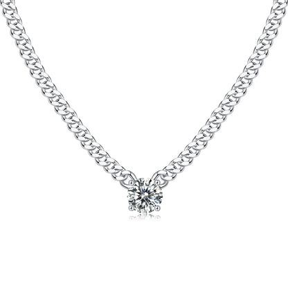 Cuban Necklace — Signature Sterling Silver Pendant Necklace (Luxury Moissanite)