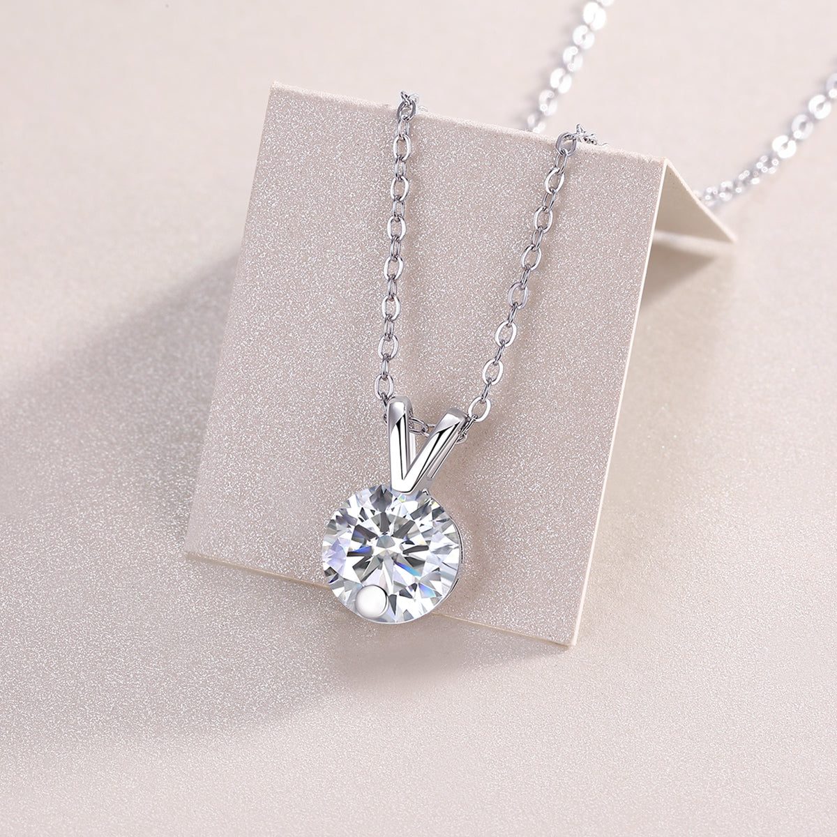 Diamond Sparkle V-Chain — Signature Sterling Silver Pendant Necklace (Luxury Moissanite)