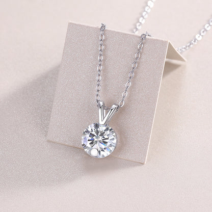 Diamond Sparkle V-Chain — Signature Sterling Silver Pendant Necklace (Luxury Moissanite)
