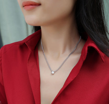 Cuban Necklace — Signature Sterling Silver Pendant Necklace (Luxury Moissanite)
