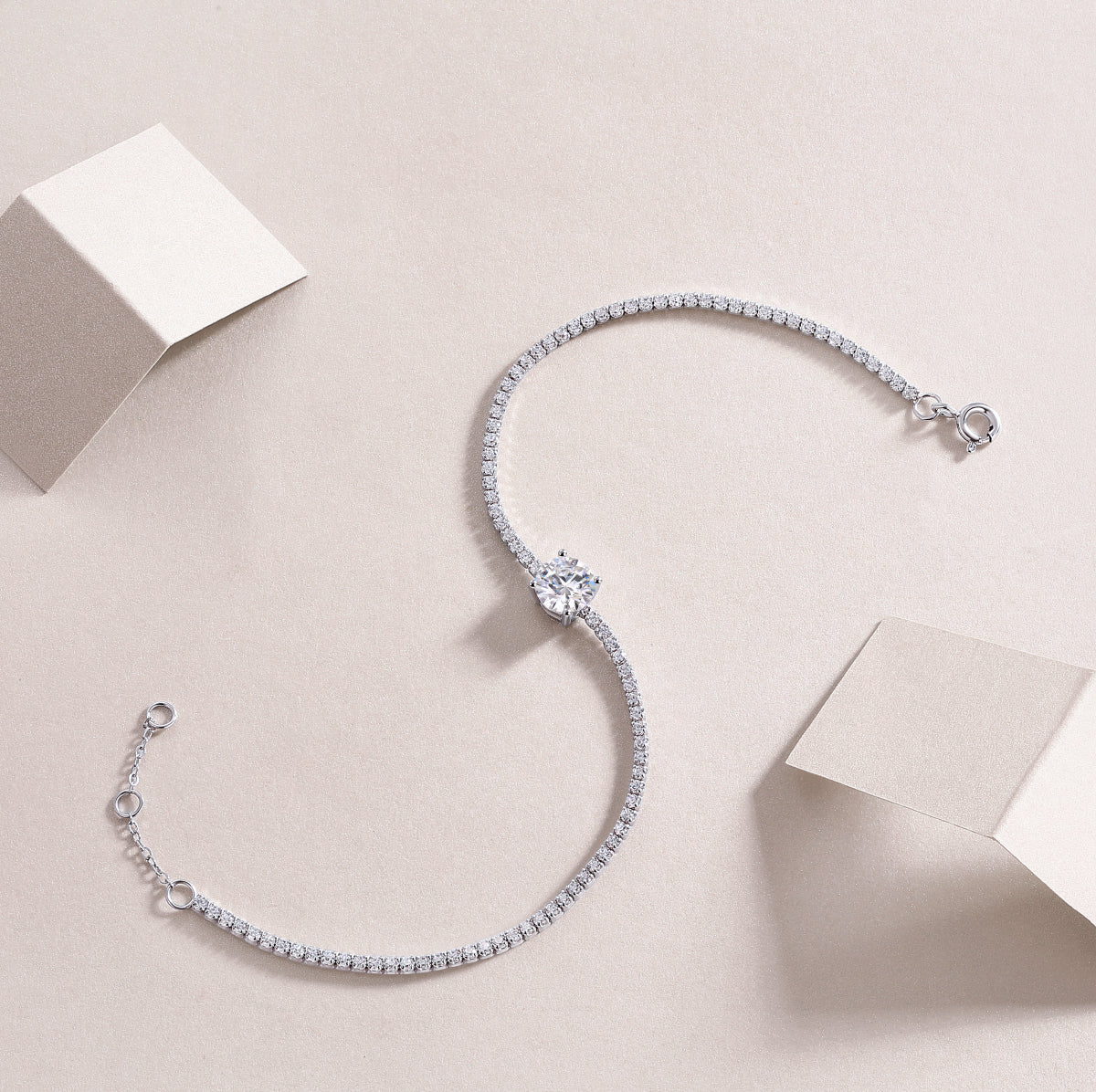 Dawn Dew Beads — Signature Sterling Silver Bracelet (Luxury Moissanite)