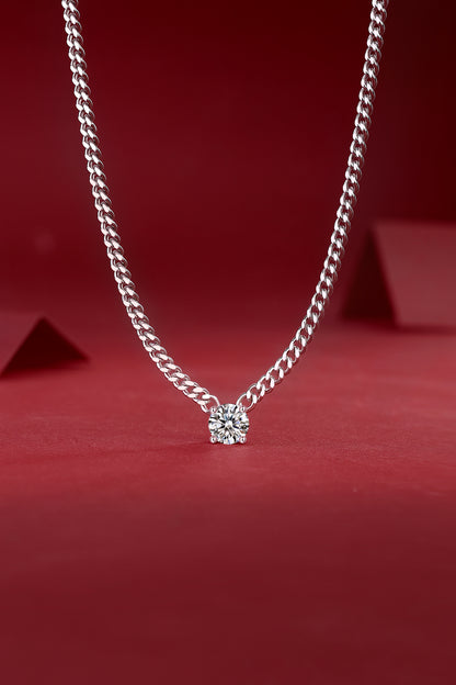 Cuban Necklace — Signature Sterling Silver Pendant Necklace (Luxury Moissanite)