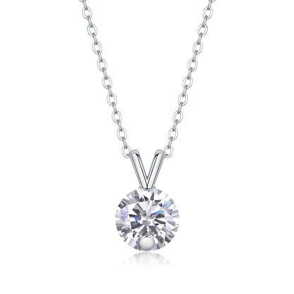 Diamond Sparkle V-Chain — Signature Sterling Silver Pendant Necklace (Luxury Moissanite)