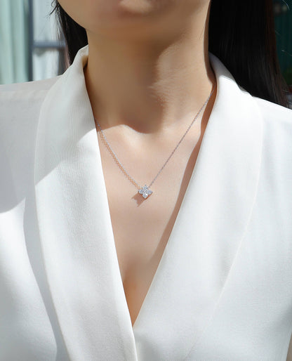 Lucky Four-Leaf Clover — Signature Sterling Silver Pendant Necklace (Luxury Moissanite)