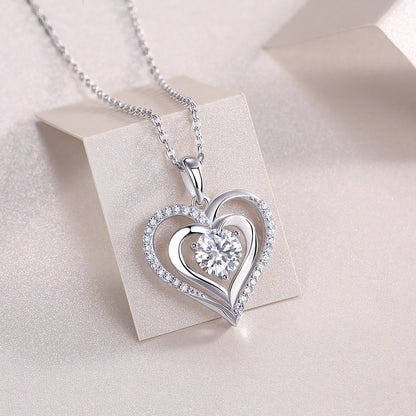 Heart To Heart — Signature Sterling Silver Pendant Necklace (Luxury Moissanite)