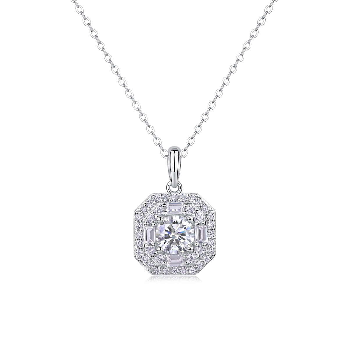 Small Square Bag — Signature Sterling Silver Pendant Necklace (Luxury Moissanite)